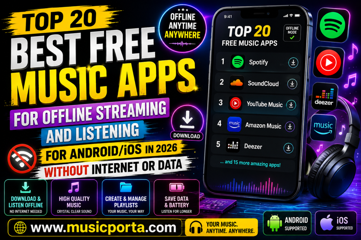 Top 20 Best Free Music Apps for Offline Streaming and Listening for Android/iOS in 2026 Without Internet or Data